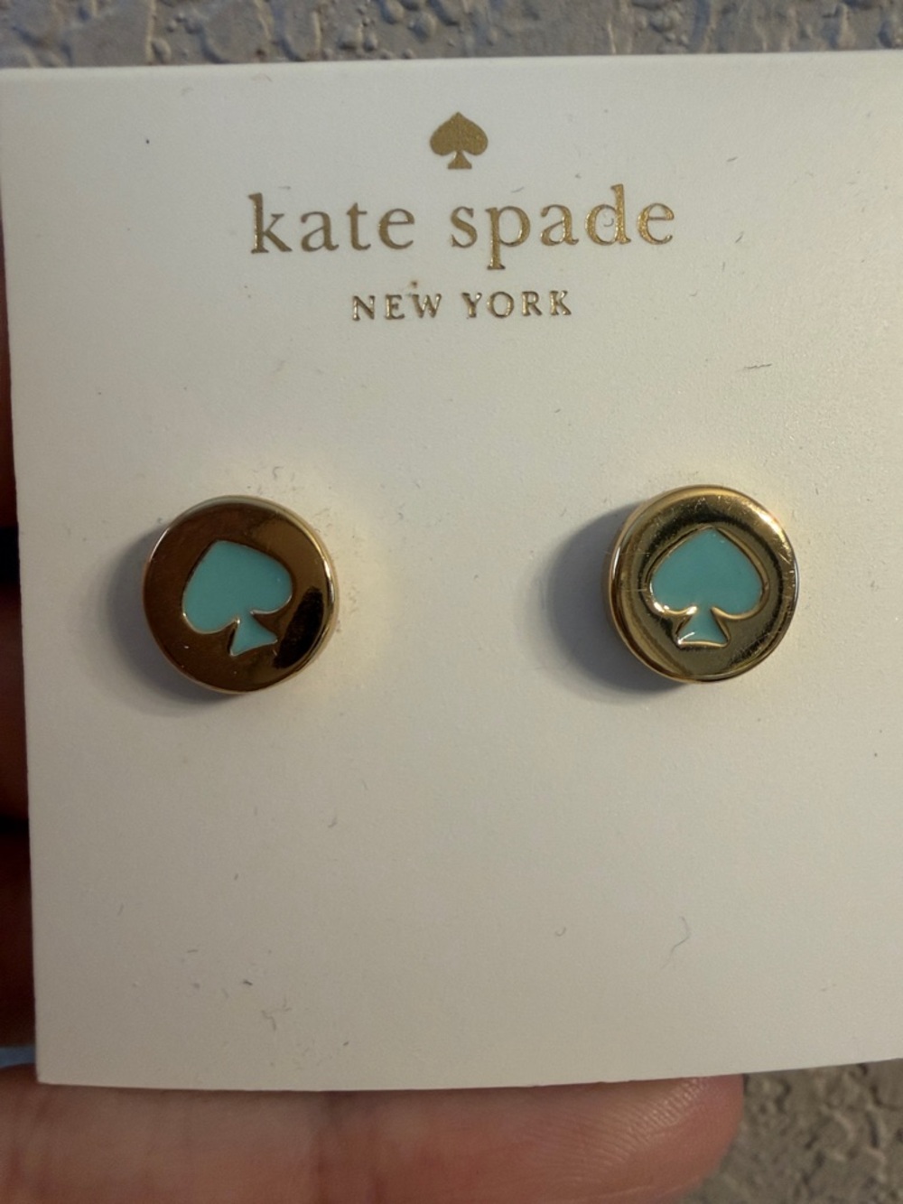 kate spade Gold and Teal Spade Circle Stud Earrings